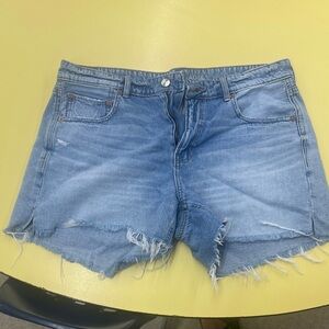 American Eagle Outfitters Light Blue Distressed Jean Shorts